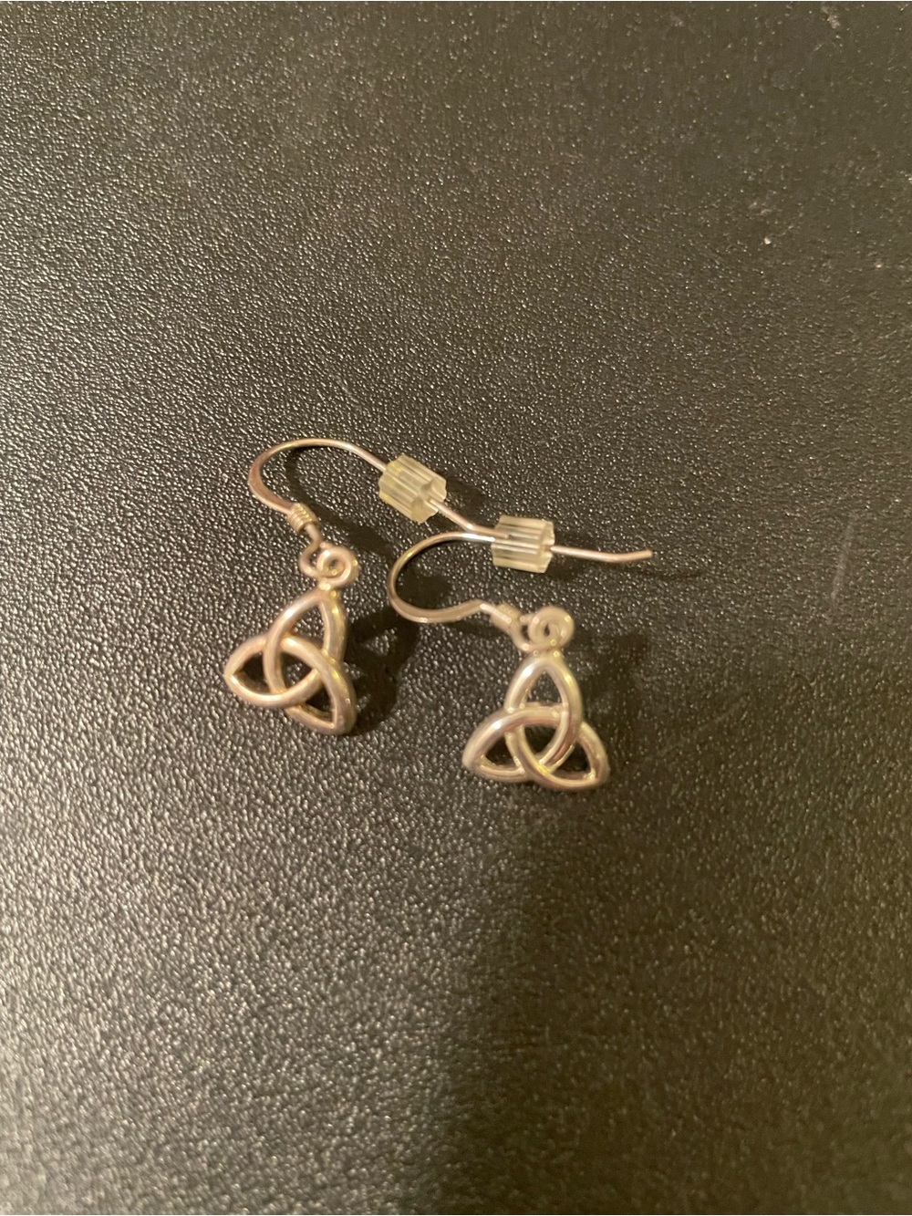 Celtic Trinity Knot Drop Earrings - Silver Tone